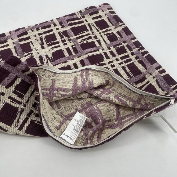 Crate and Barrel Purple Geometric Abstract Pattern Pillow Cover 23" x 23" QTY 3 - Picture 6 of 11